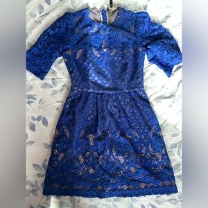 BCBG Max Azria Royal Blue Lace Cocktail Dress with Pockets|Occasionwear| 2 |